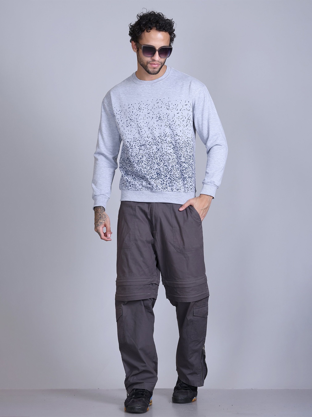 

Obaan Men Printed Sweatshirt, Grey