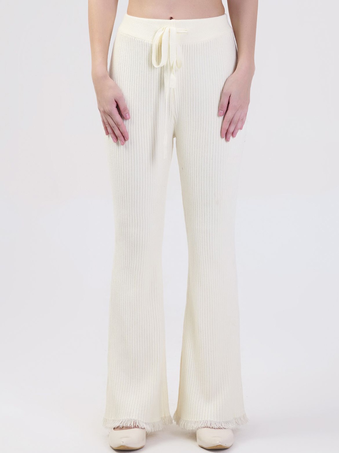 

Albion By CnM Women Striped Relaxed Fit Track Pants, Cream