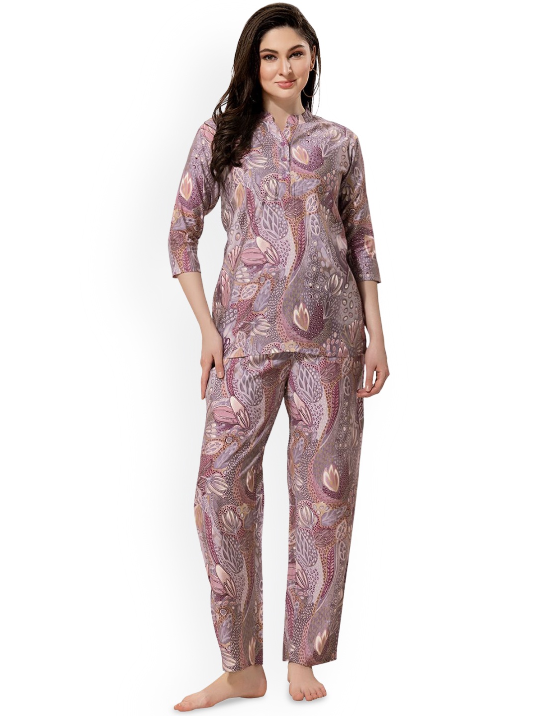 

Lenissa Women Tropical Printed Night suit, Pink