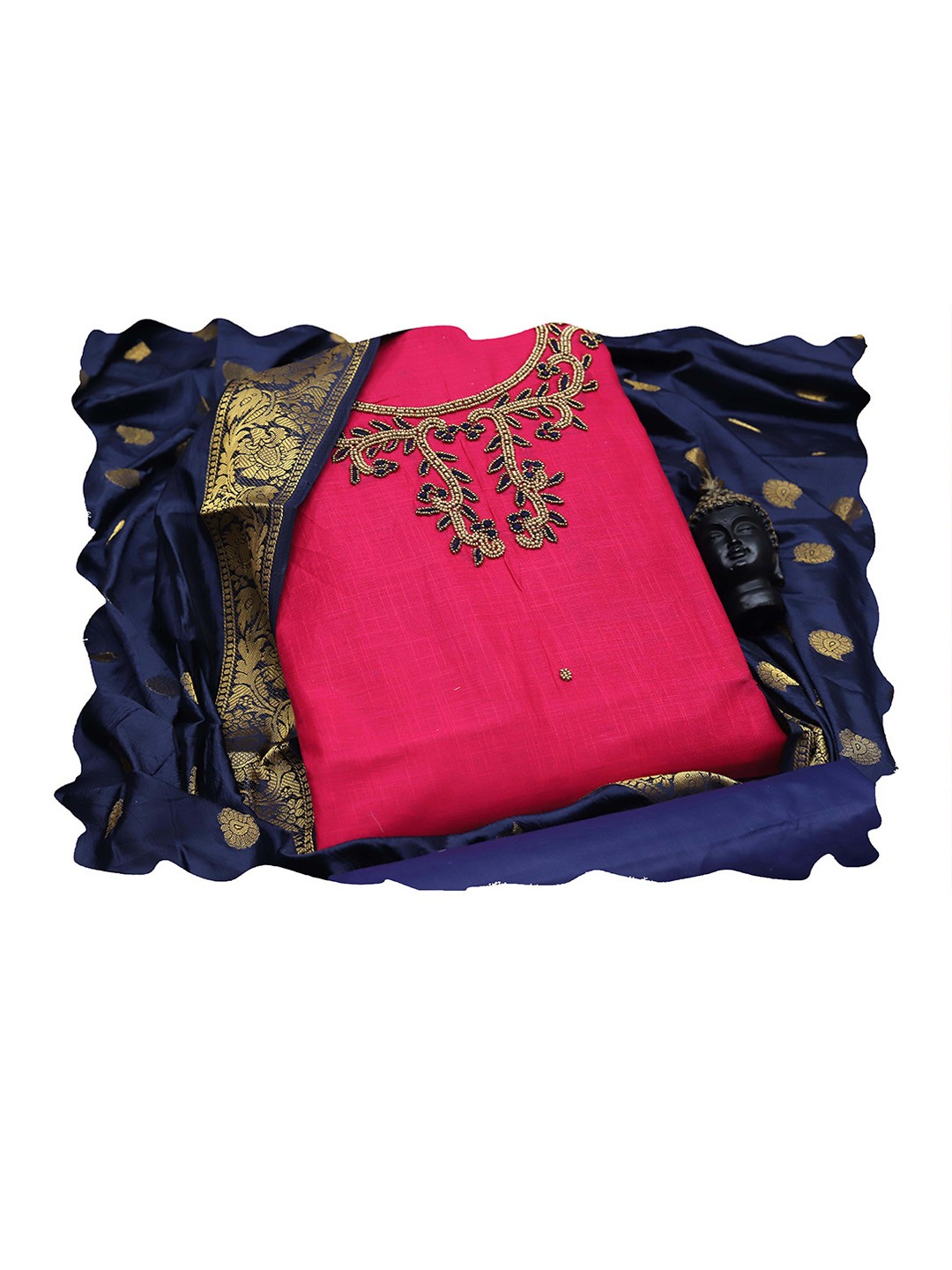 

Maroosh Embellished Unstitched Dress Material, Pink