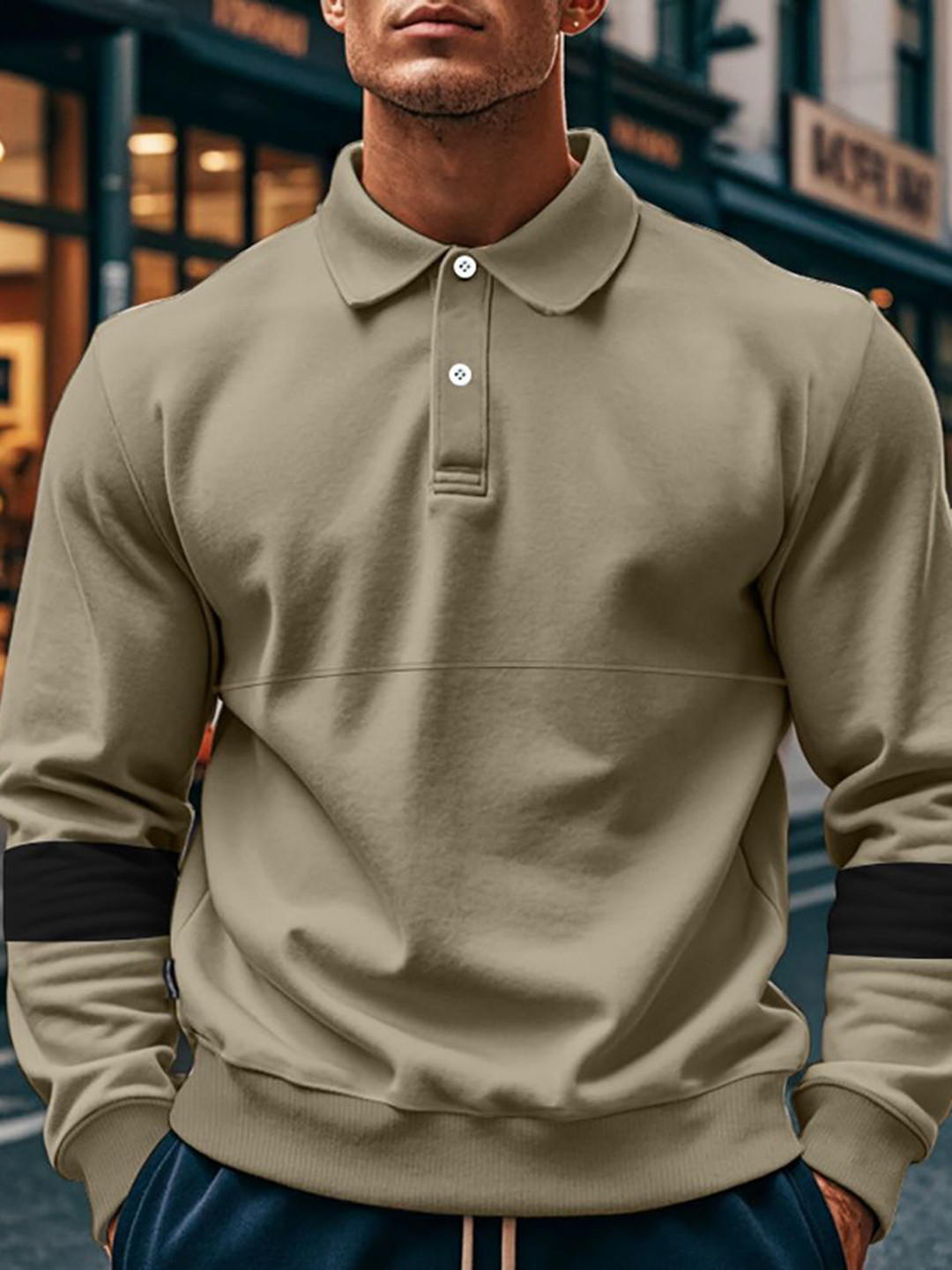 

StyleCast x Revolte Men Solid Polo Collar T-shirt, Khaki