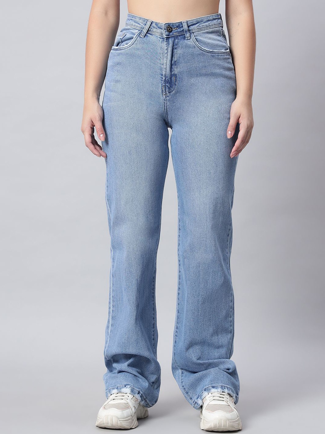 

AECK Women Original Relaxed Fit Light Fade Cotton Jeans, Blue