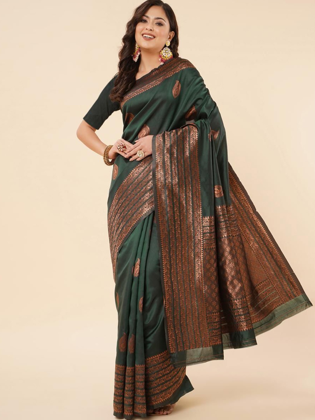 

Visit Wear Woven Design Zari Pure Silk Banarasi Saree, Green