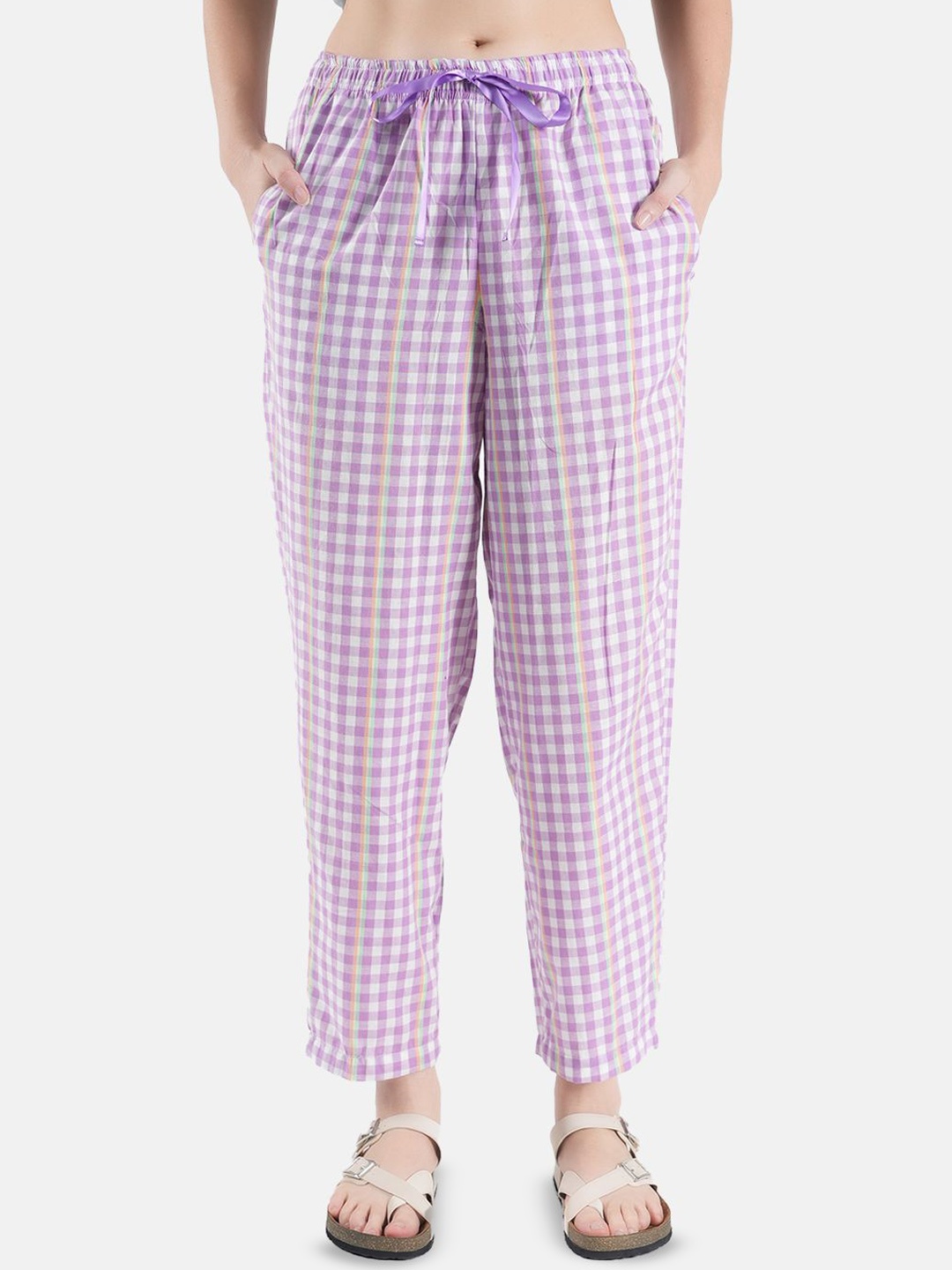 

Jandir Fashion Women Checked Cotton Trousers, Lavender