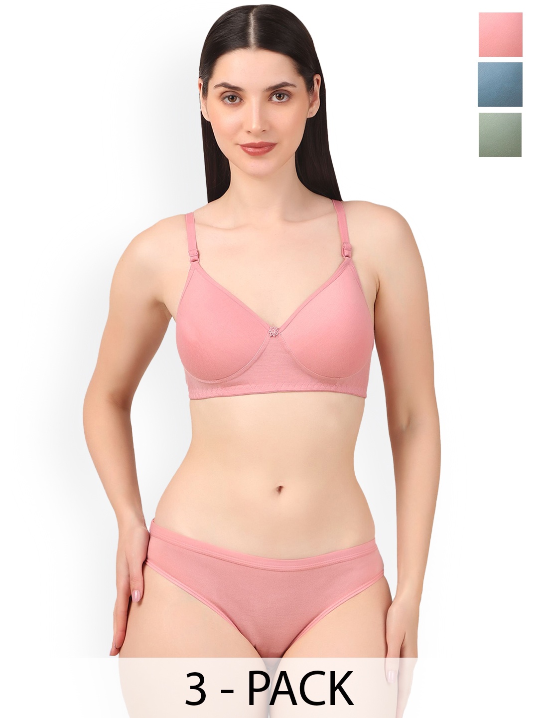 

Piylu Women Pack Of 3 Padded Lingerie Set-Zoya-Eng-CB3-28, Pink