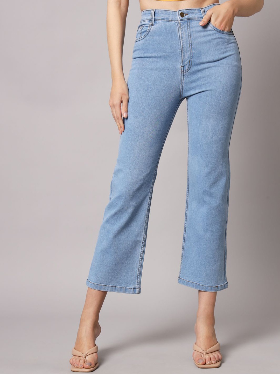 

The Roadster Lifestyle Co Women High Rise Cropped Jeans, Blue