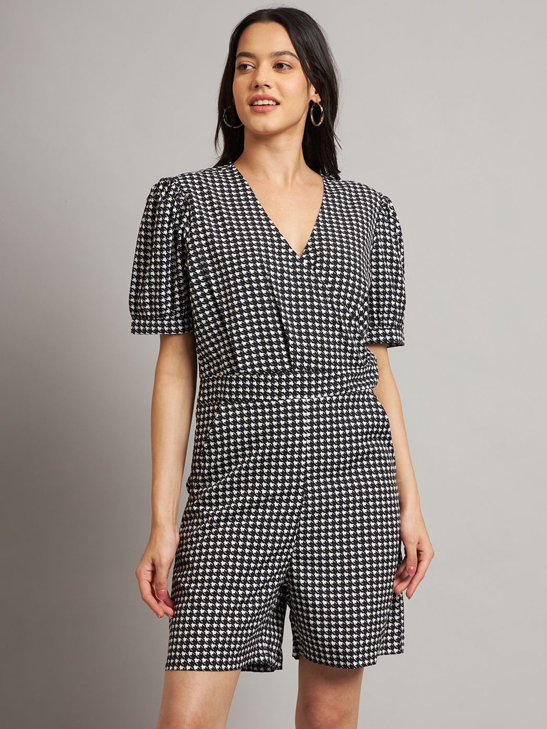 

BRINNS Women Checked Playsuit, Black