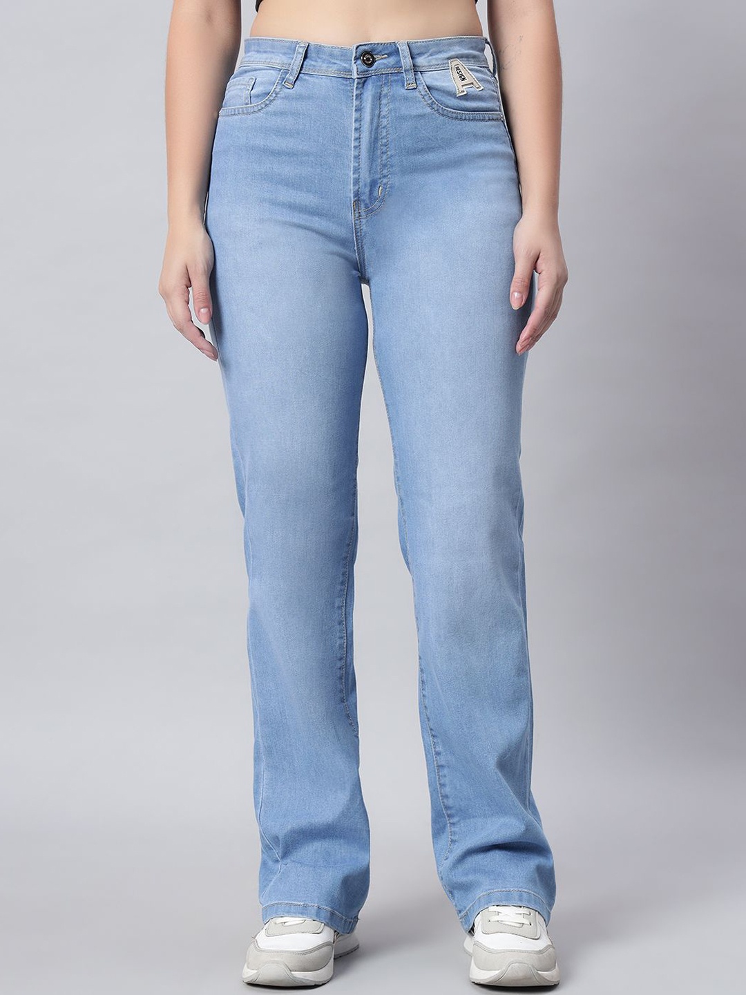 

AECK Women Cotton Clean Look Original Relaxed Fit Heavy Fade Jeans, Blue