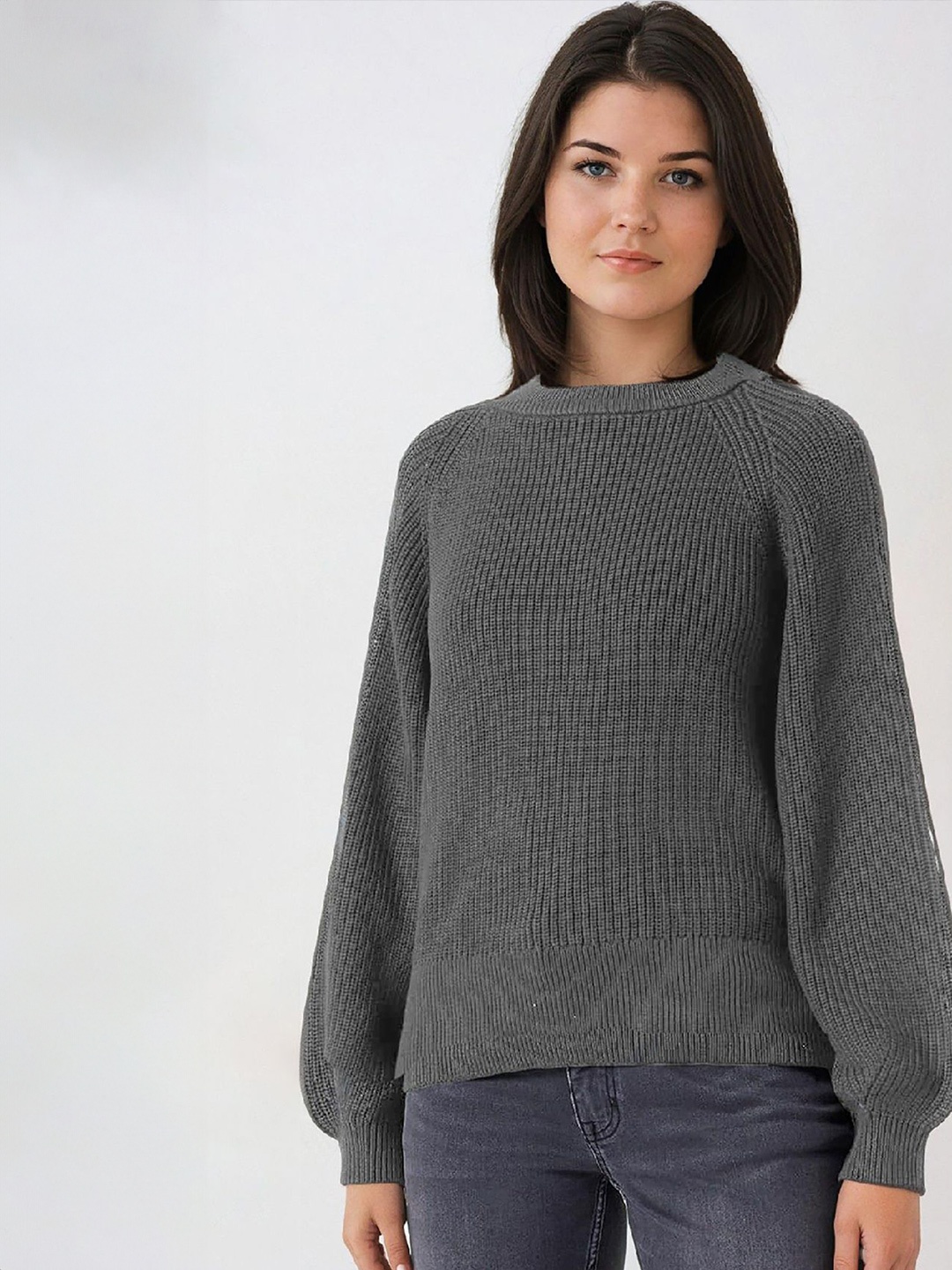 

Kotty Women Long Sleeves Round Neck Pullover, Grey