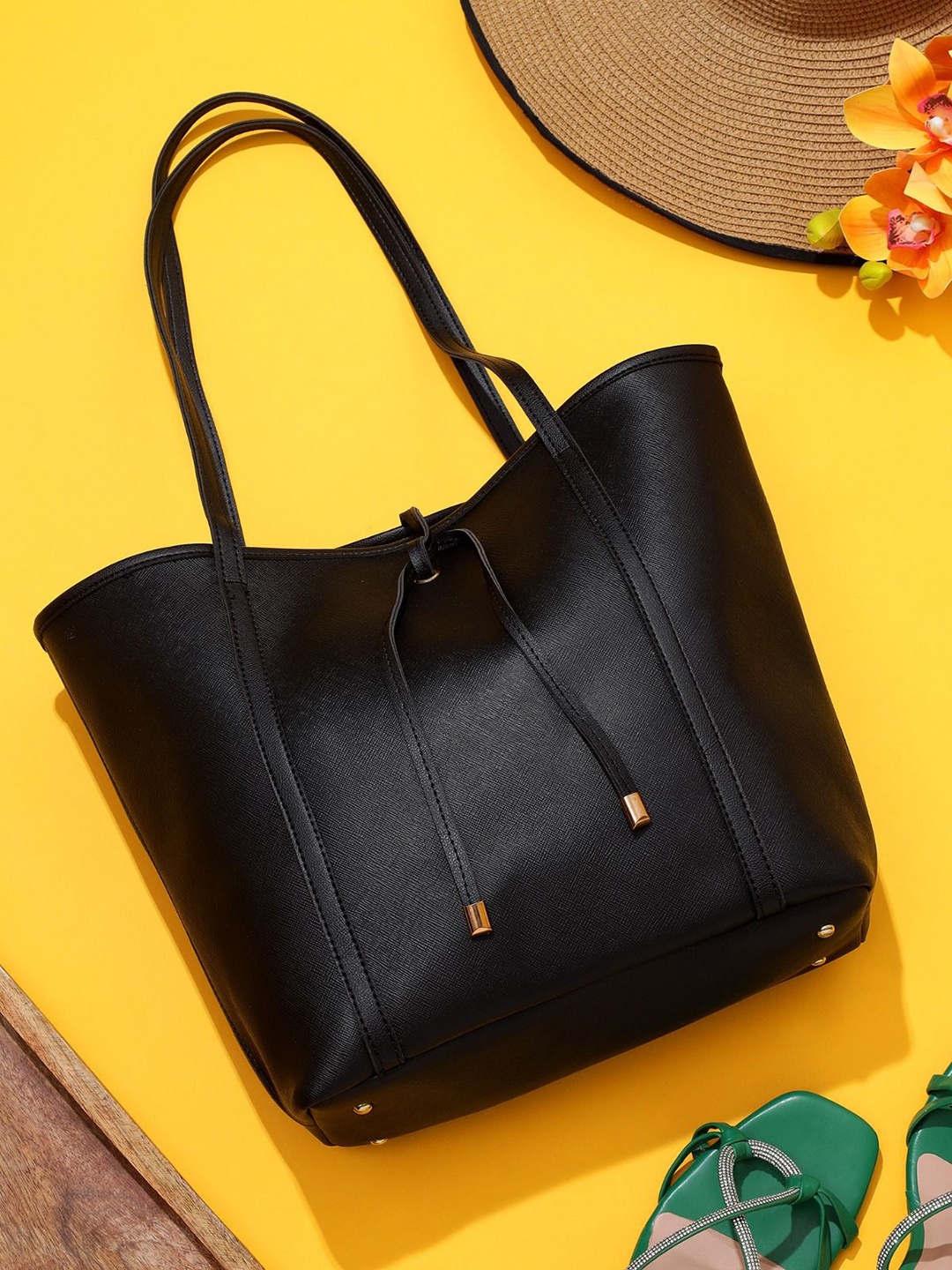 

LEGAL BRIBE Women Solid Shopper Tote Bag, Black