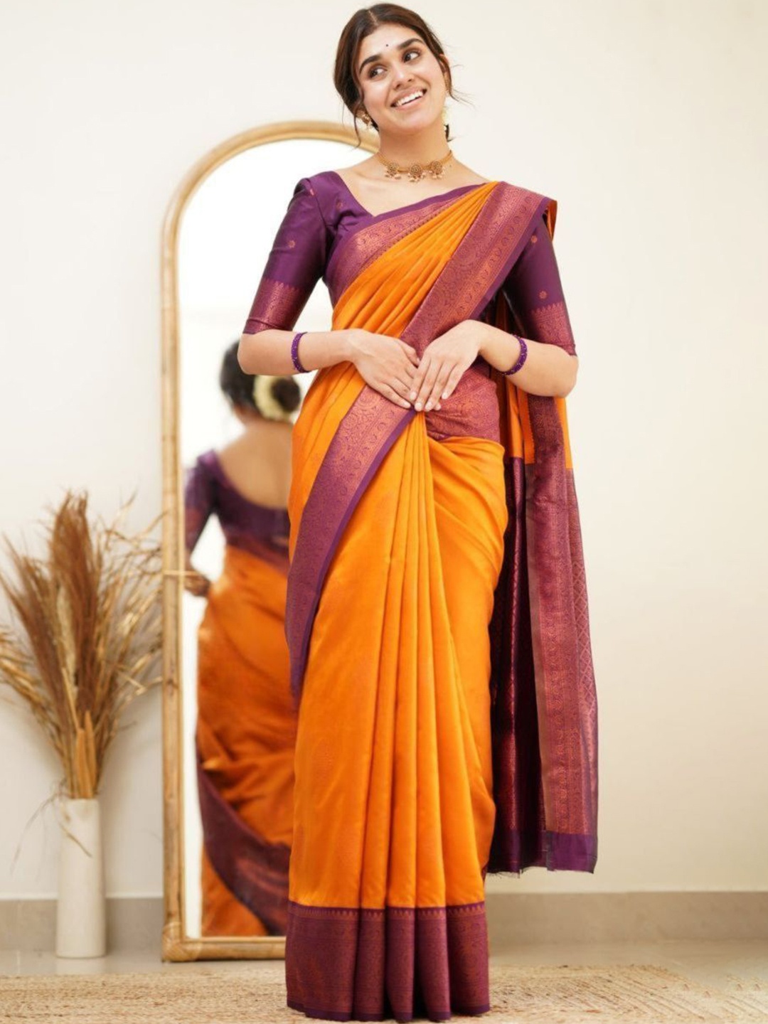 

Visit Wear Woven Design Zari Pure Silk Banarasi Saree, Yellow