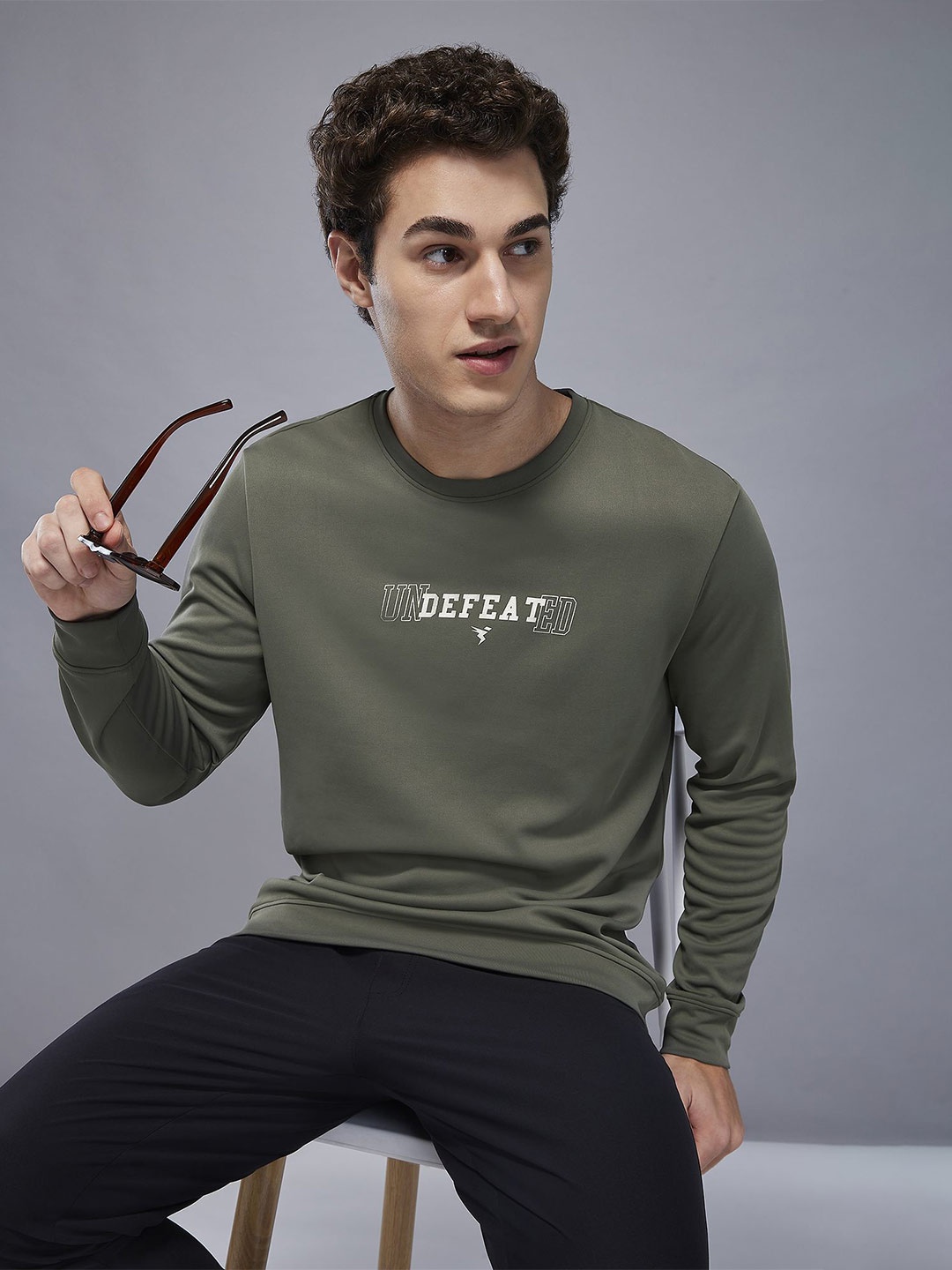 

Technosport Men Printed Antimicrobial Sweatshirt, Olive