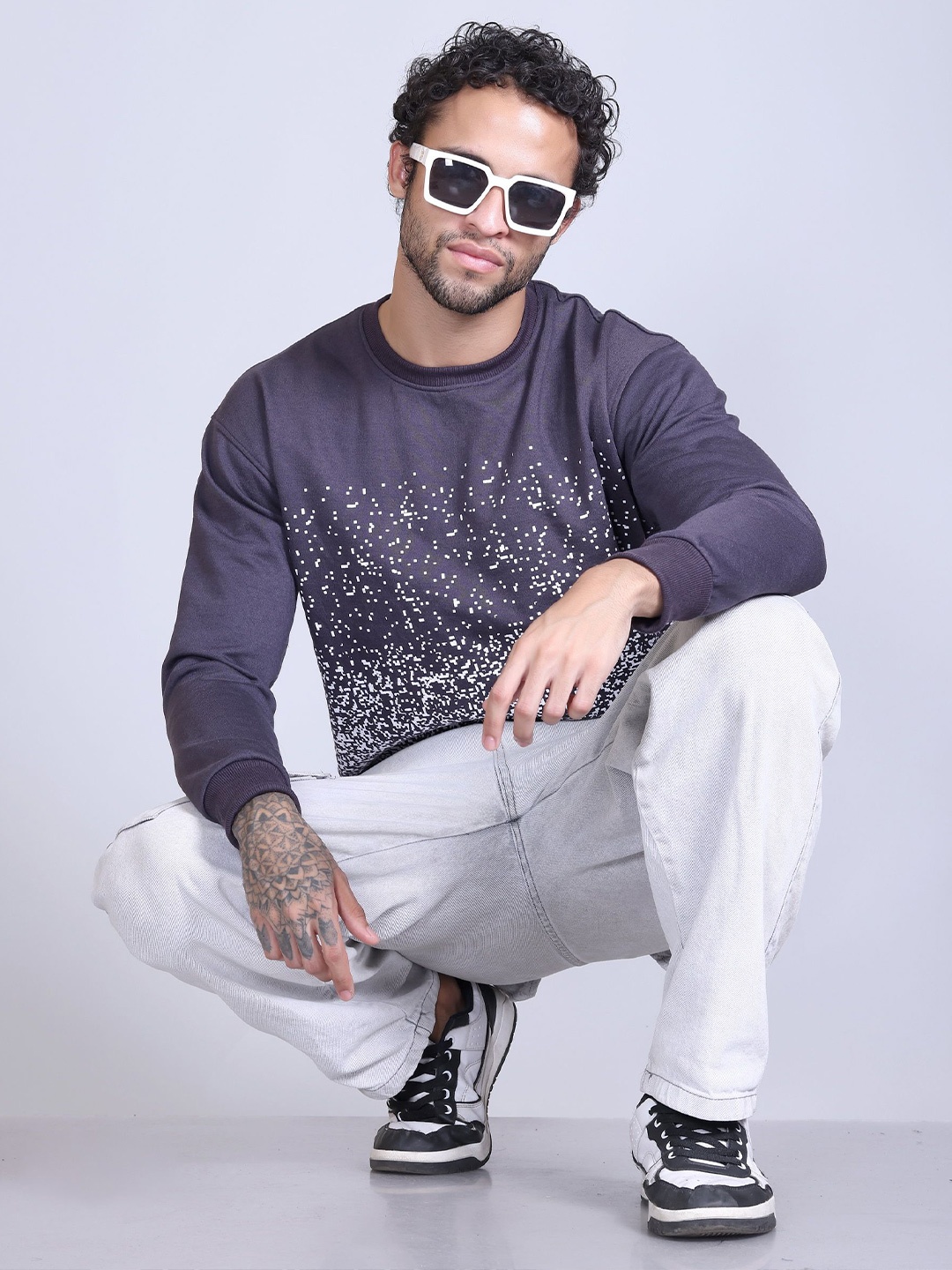 

Obaan Men Printed Sweatshirt, Purple