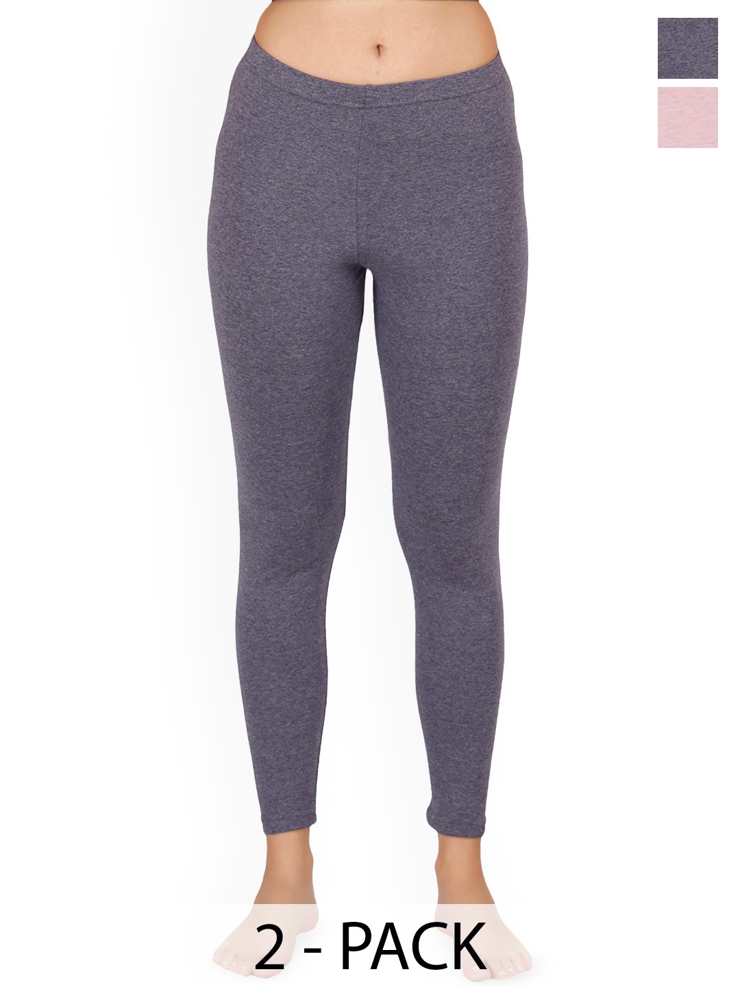 

SELFCARE Women Cotton Pack Of 2 Moisture-Wicking Thermal Bottoms, Pink