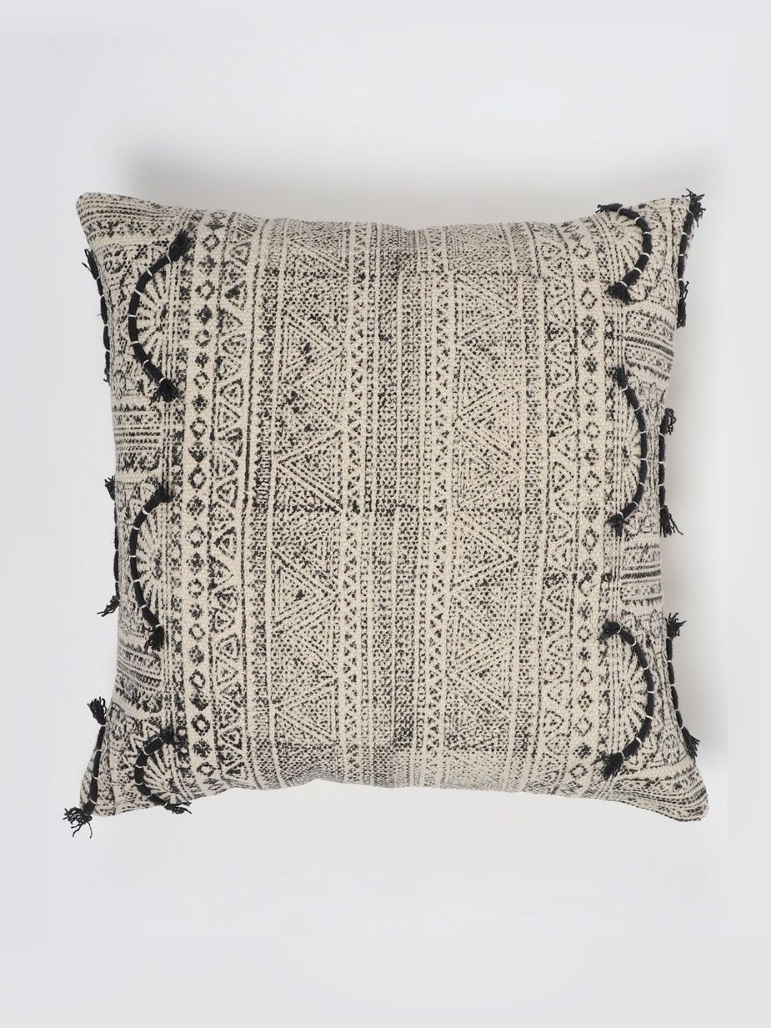 

Art Avenue Black & White Embroidered Cotton Square Cushion Cover