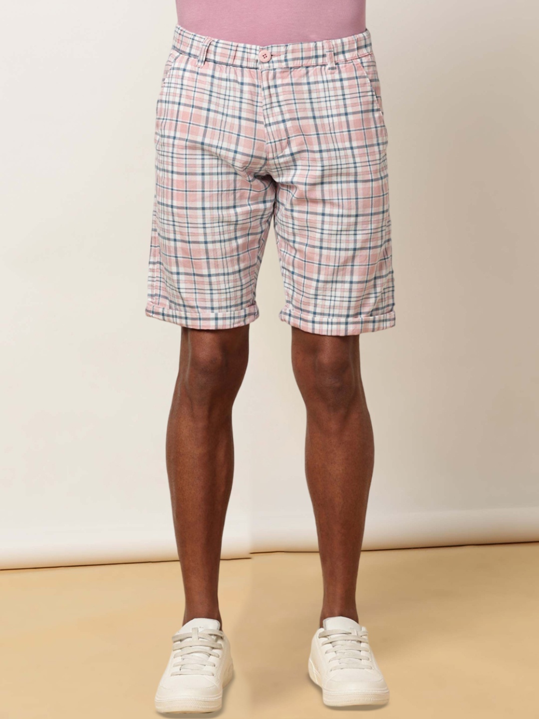 

beevee Men Checked Technology Shorts, Pink
