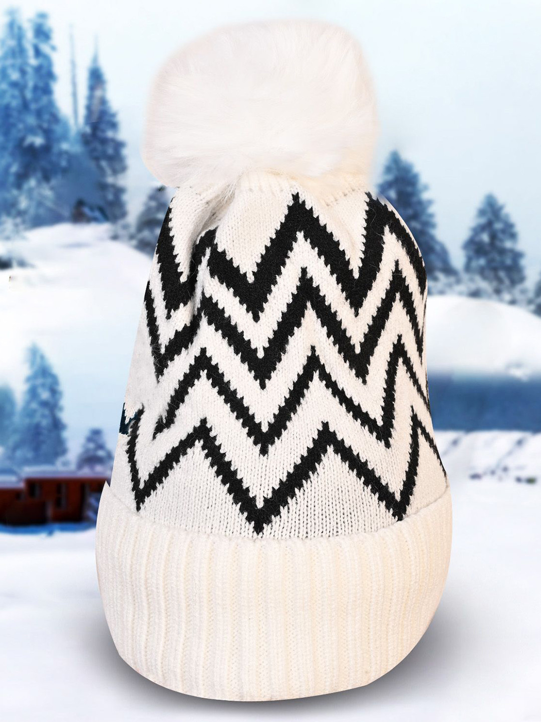 

LOOM LEGACY Women Winter Woollen Beanie Cap, White