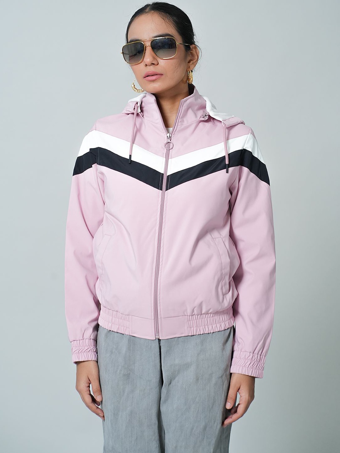 

Fort Collins Women Hooded Striped Casual Open Front Jacket, Purple