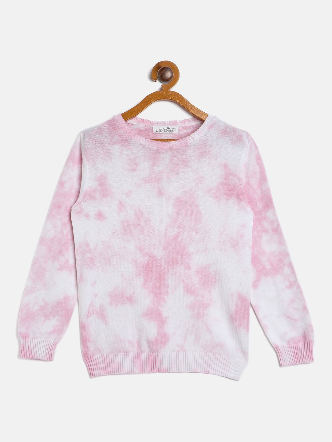 

JWAAQ Unisex Kids Cotton Round neck Full Sleeves Ribbed Pullover Sweaters, Pink