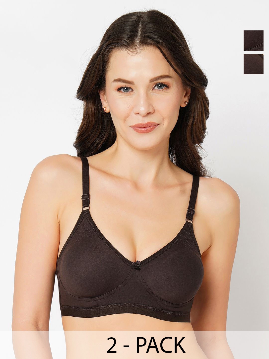 

Libertina Women Pack of 2 Seamless Full Coverage Bra, Brown