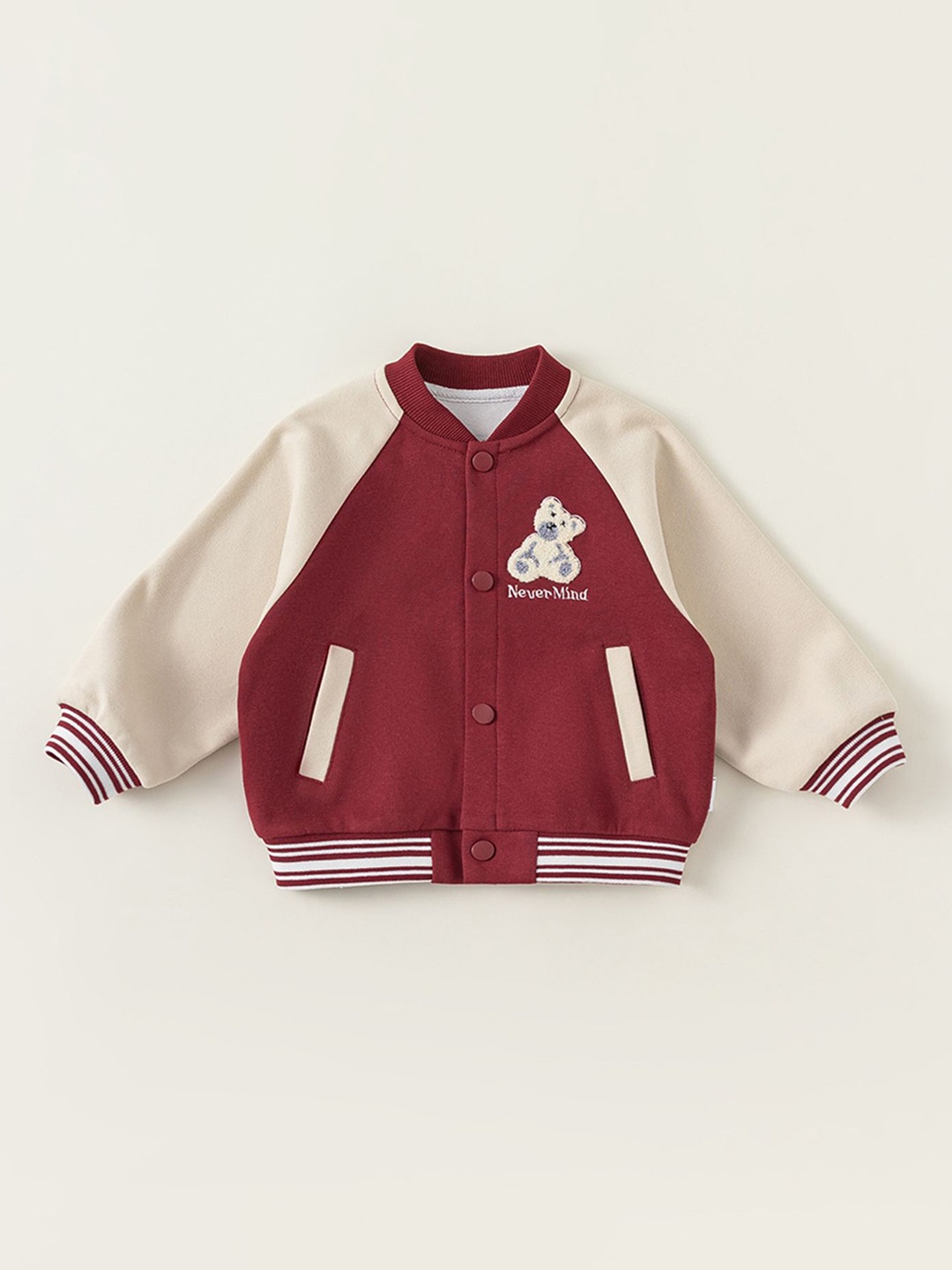 

LULU & SKY Boys Stand Collar Animal Embroidered Casual Varsity Jacket, Red