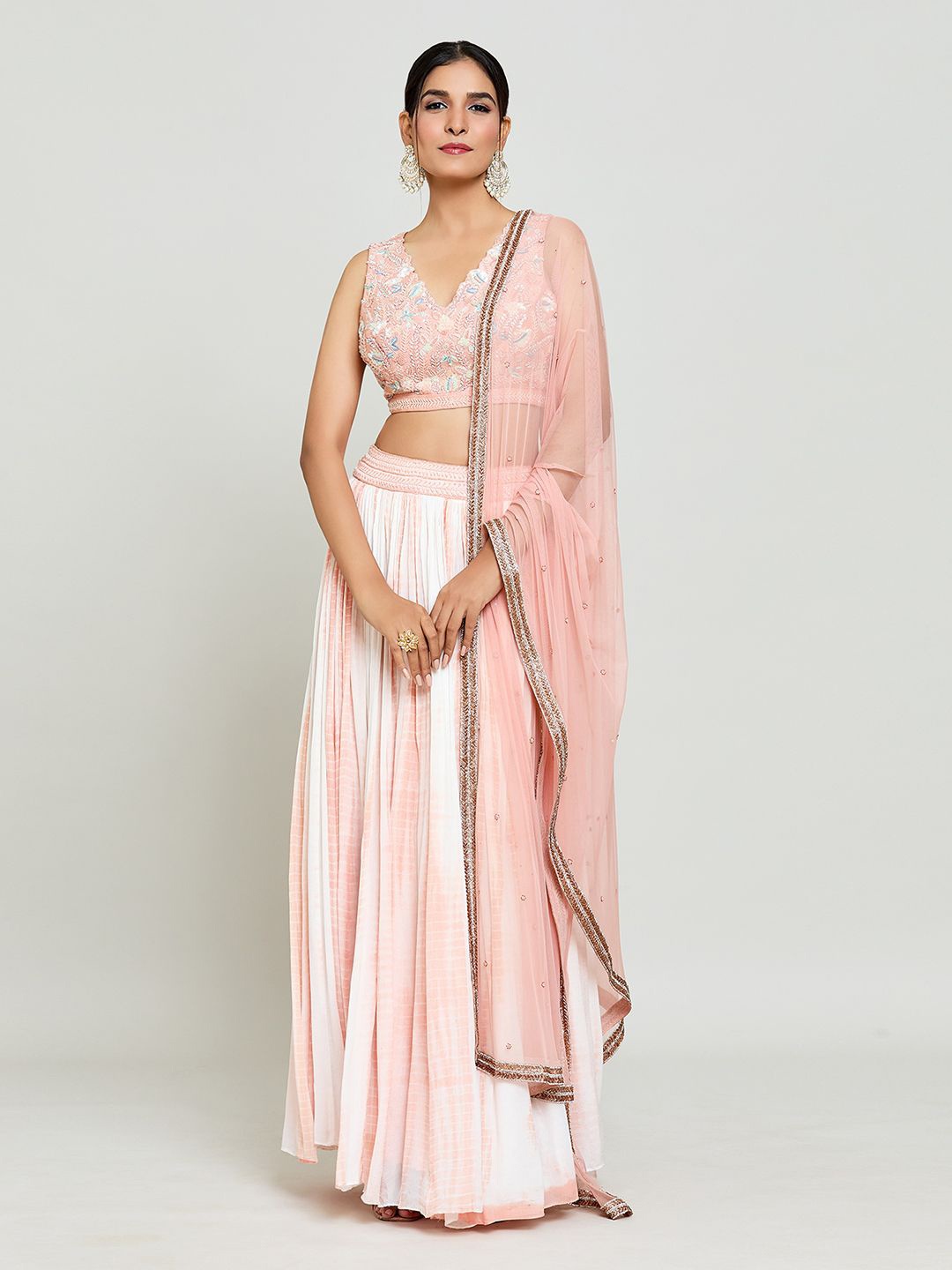 

Samyukta Singhani Embellished Tie-Dye Ready to Wear Lehenga & Blouse With Dupatta, Pink