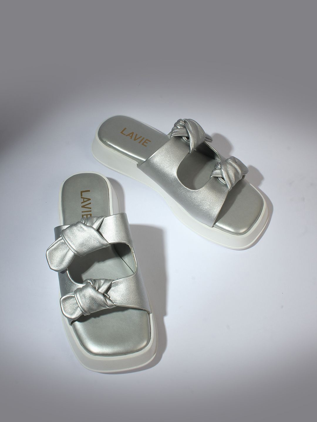 

Lavie Women Square Toe Slip-on Platform Heels, Silver