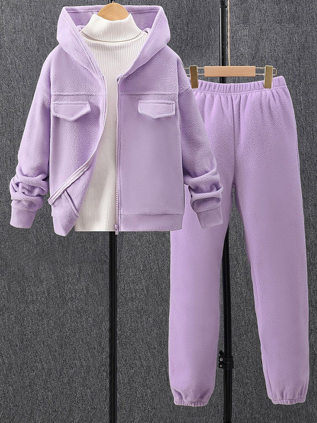 

INCLUD Girls hooded Long Sleeves Sweatshirt With Jogger, Purple