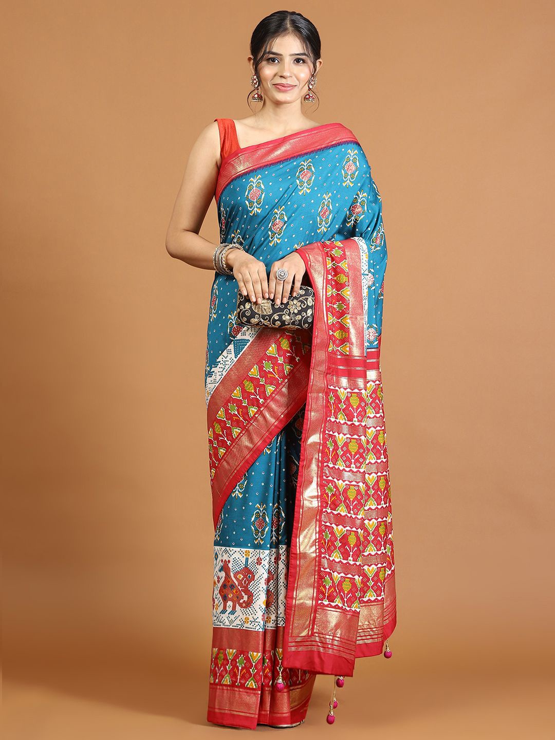 

Meena Bazaar Woven Design Zari Patola Saree, Blue
