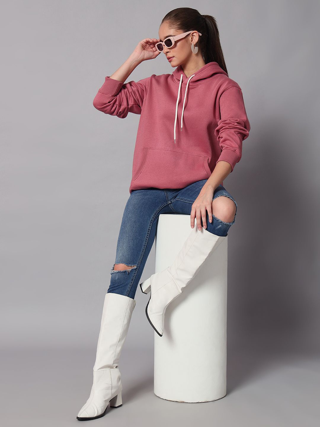 

Obaan Women Hooded Sweatshirt, Pink