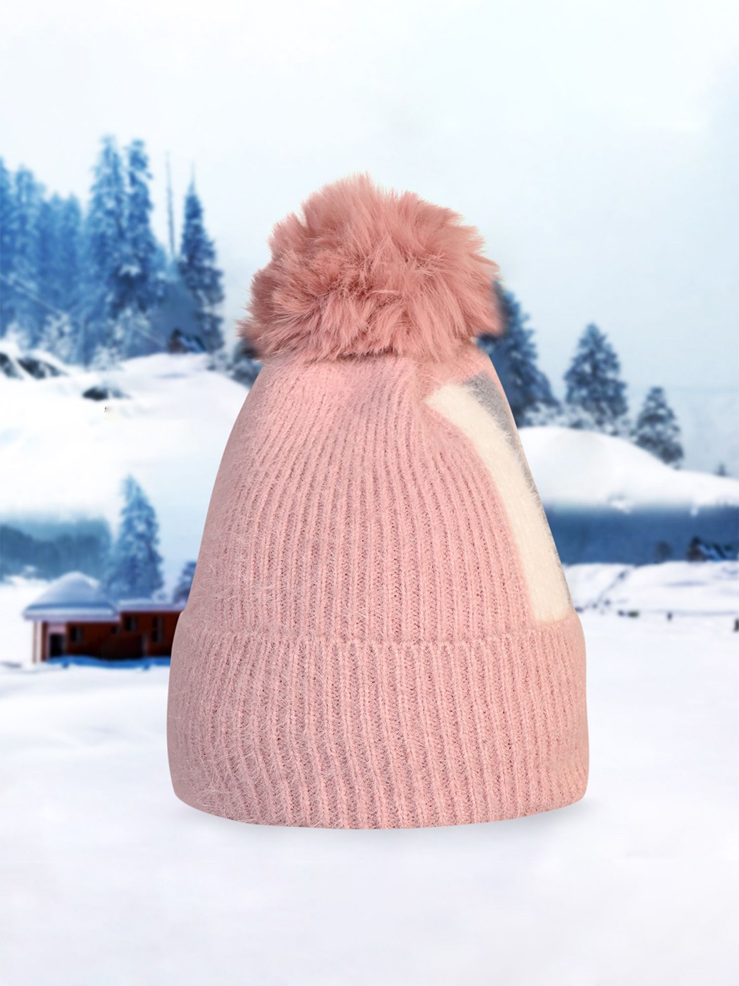 

LOOM LEGACY Women Printed Beanie, Pink