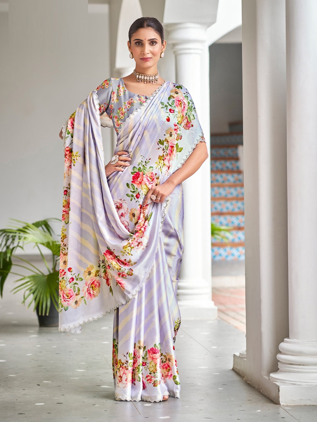 

MAHALASA Ethnic Motifs Printed Saree, Purple