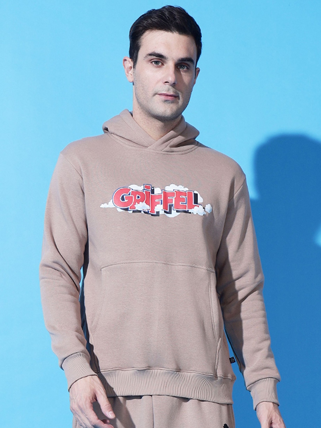 

GRIFFEL Men Typography Printed Sweatshirt, Camel brown