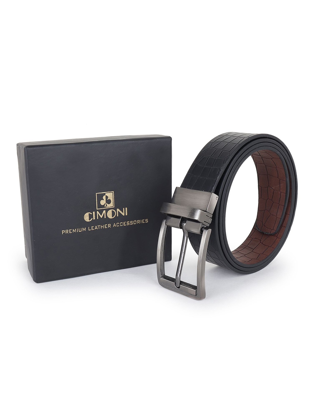 

CIMONI Men PU Reversible Formal Belt, Black