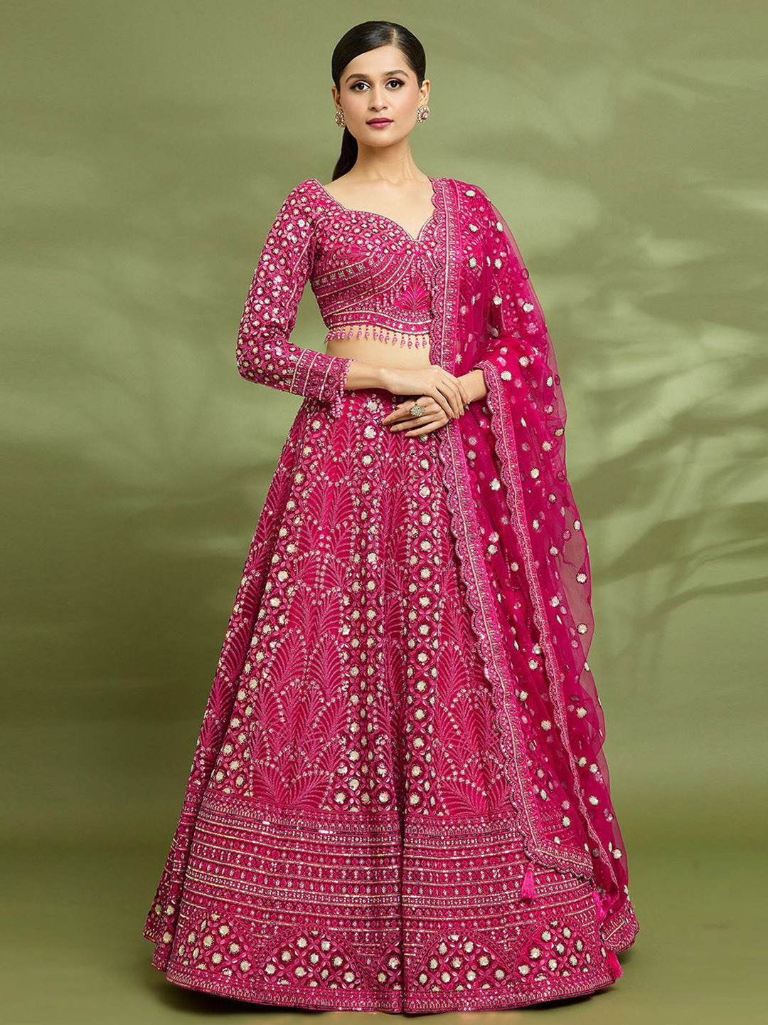 

Samyukta Singhania Embellished Ready to Wear Lehenga & Blouse With Dupatta, Fuchsia