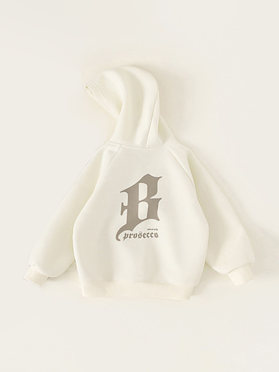 

LULU & SKY Boys Typography Printed Hooded Sweatshirt, Off white