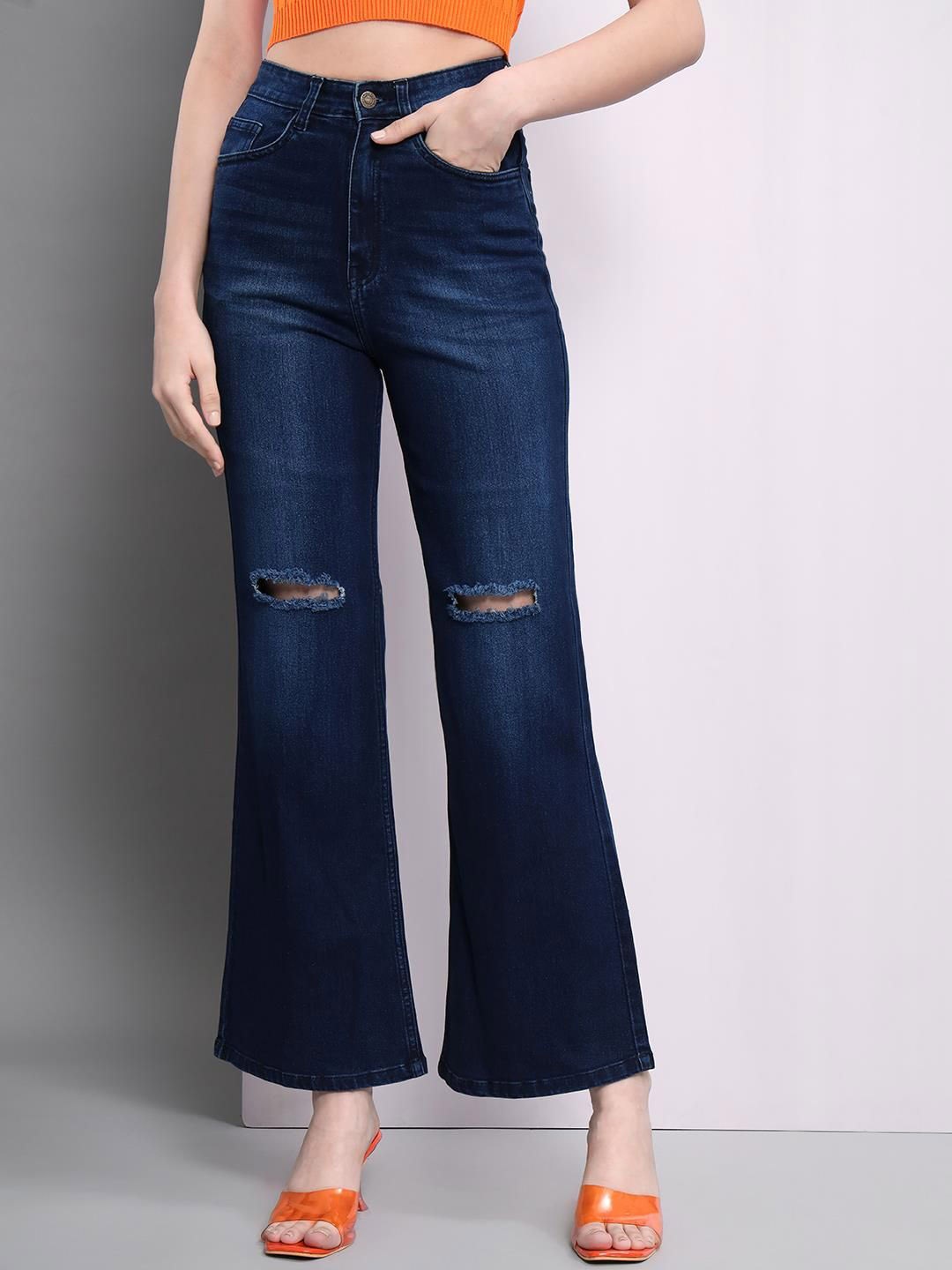 

The Roadster Lifestyle Co High Rise Cropped Jeans, Blue