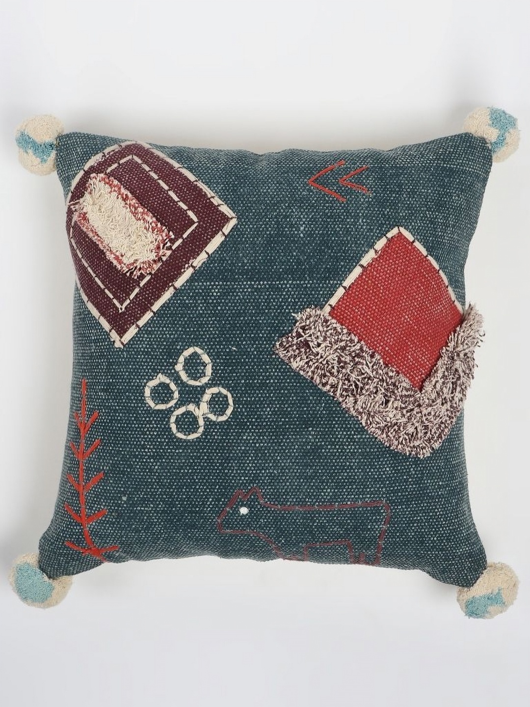 

Art Avenue Maroon & Blue Ethnic Motifs Printed Square Cushion Cover