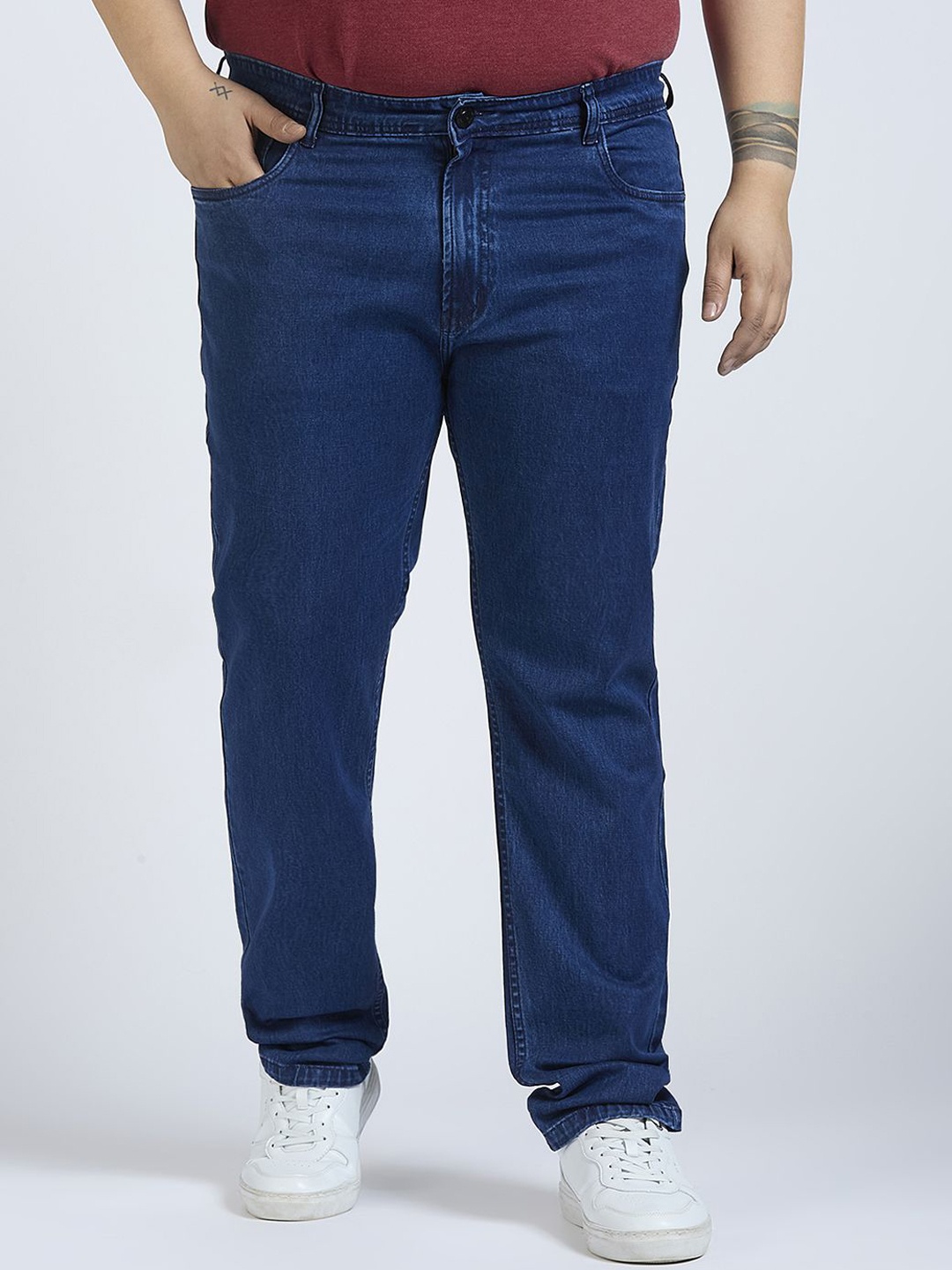 

HJ HASASI Men Plus Size High-Rise Stretchable Jeans, Blue