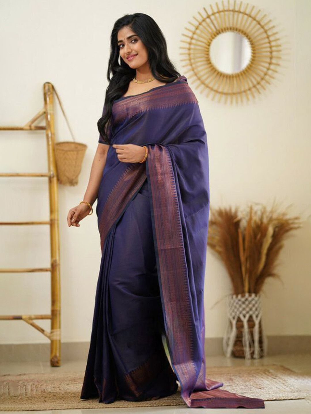 

Visit Wear Woven Design Zari Pure Silk Banarasi Saree, Blue