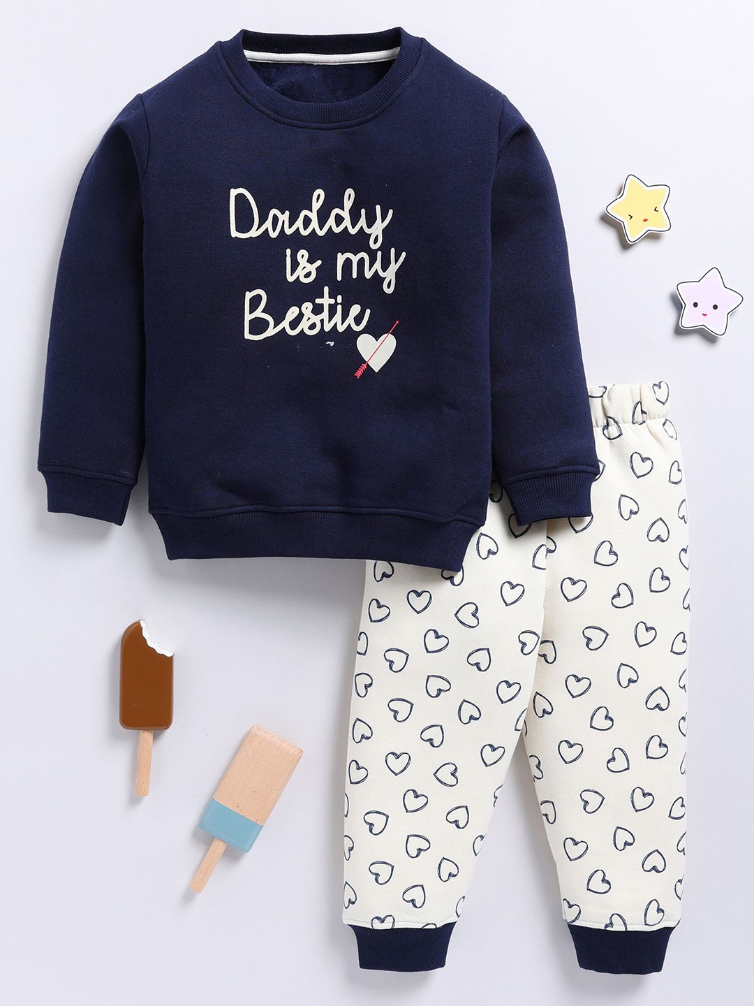 

Toonyport Unisex Kids Round Neck Printed Sweatshirt with Joggers, Navy blue