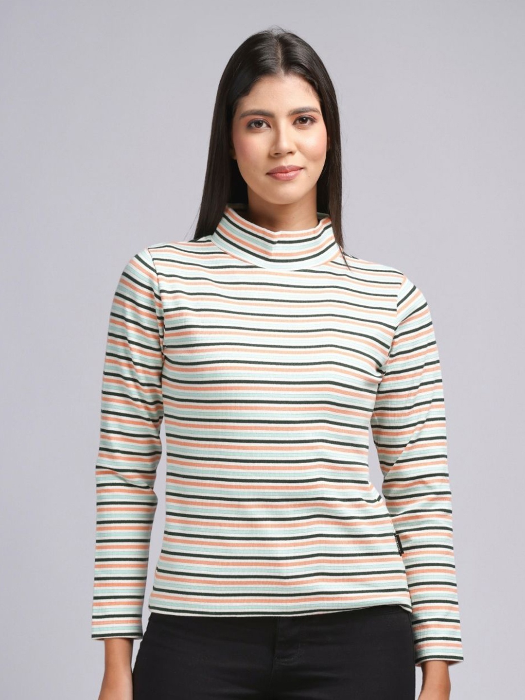 

PUREMIST Women Striped Winter Top, Yellow