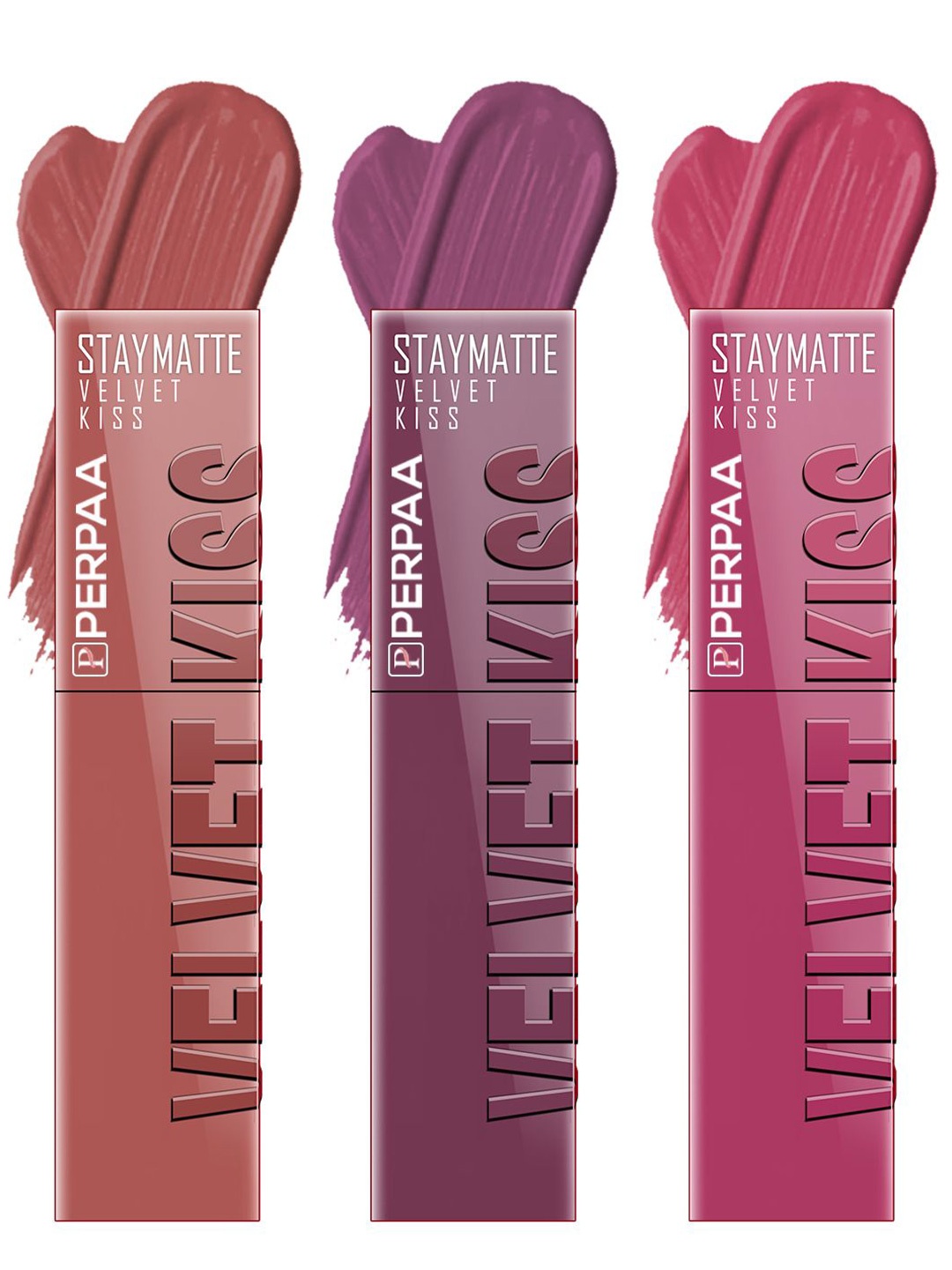 

PERPAA Velvet Kiss Set Of 3 Waterproof Matte Lipstick -3.5 ml Each - Shades 05- 06- 10, Nude