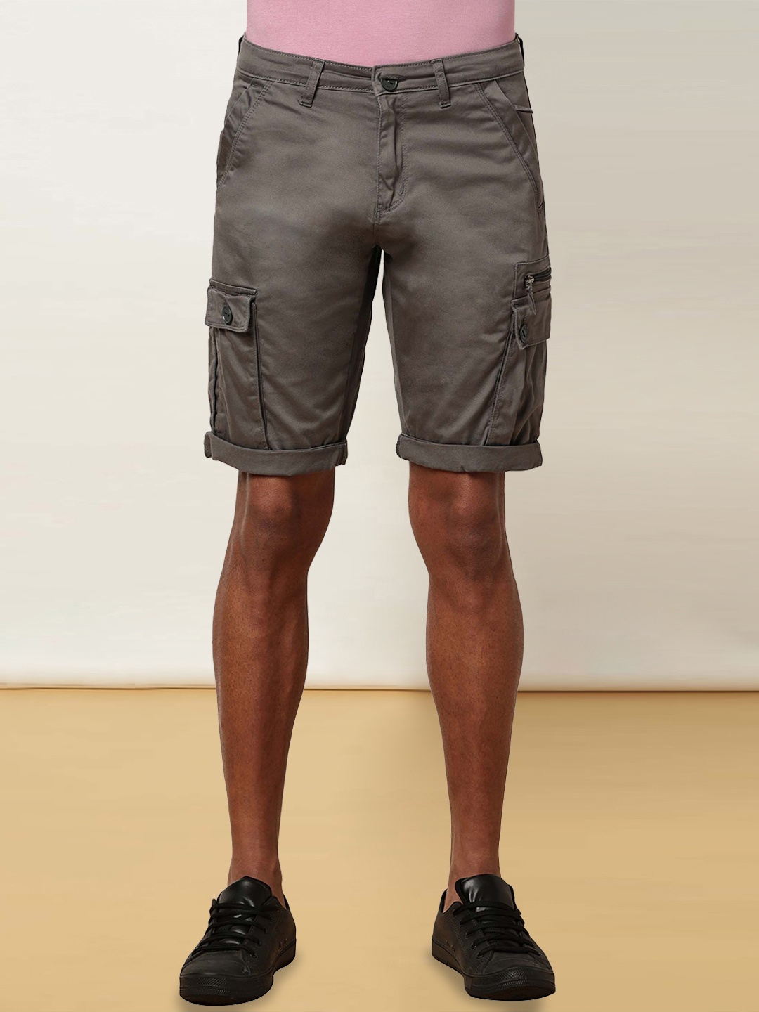 

beevee Men Mid-Rise Above Knee Shorts, Grey