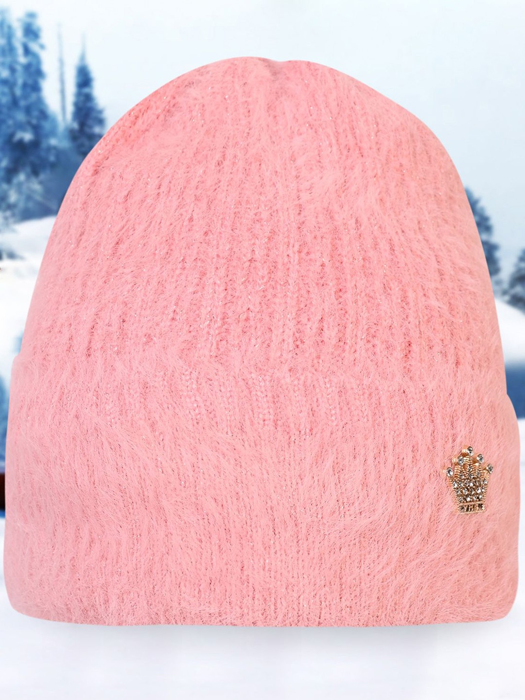 

LOOM LEGACY Women Woollen Winter Beanie, Pink