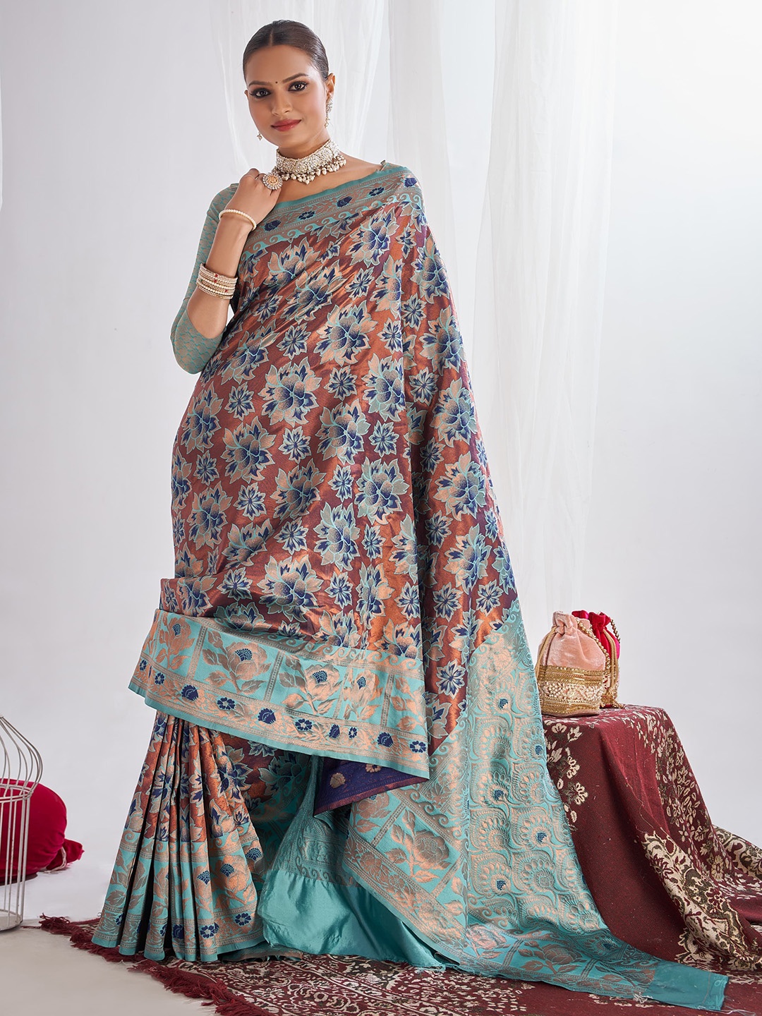 

Visit Wear Woven Design Zari Pure Silk Banarasi Saree, Brown