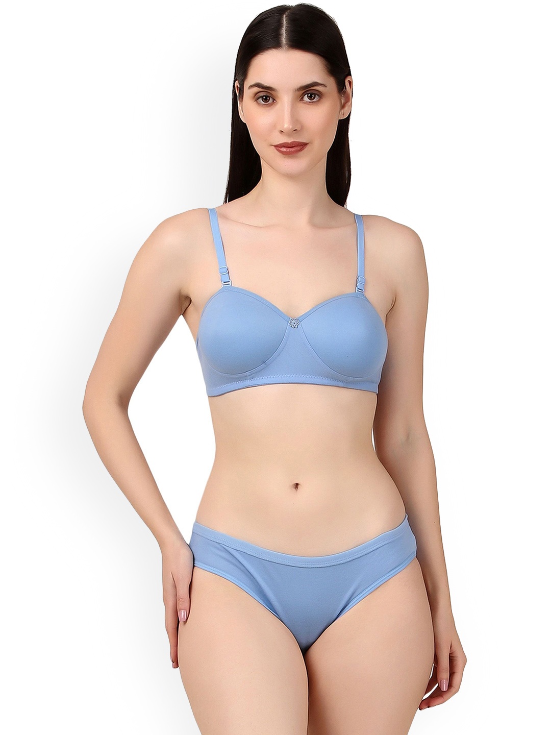 

Piylu Women Lightly Padded Lingerie Set Set-Amrican-CB1-Sky-28, Blue