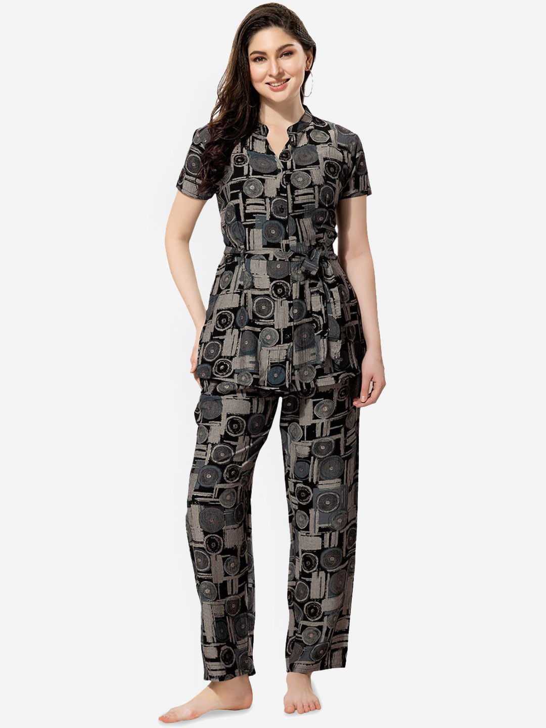 

Lenissa Women Printed Night suit, Black