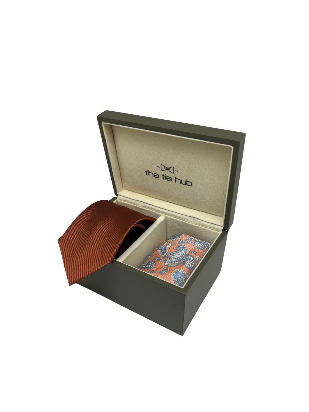 

The Tie Hub Men Accessory Gift Set of Tie and Pocket Square Comes with a box, Rust