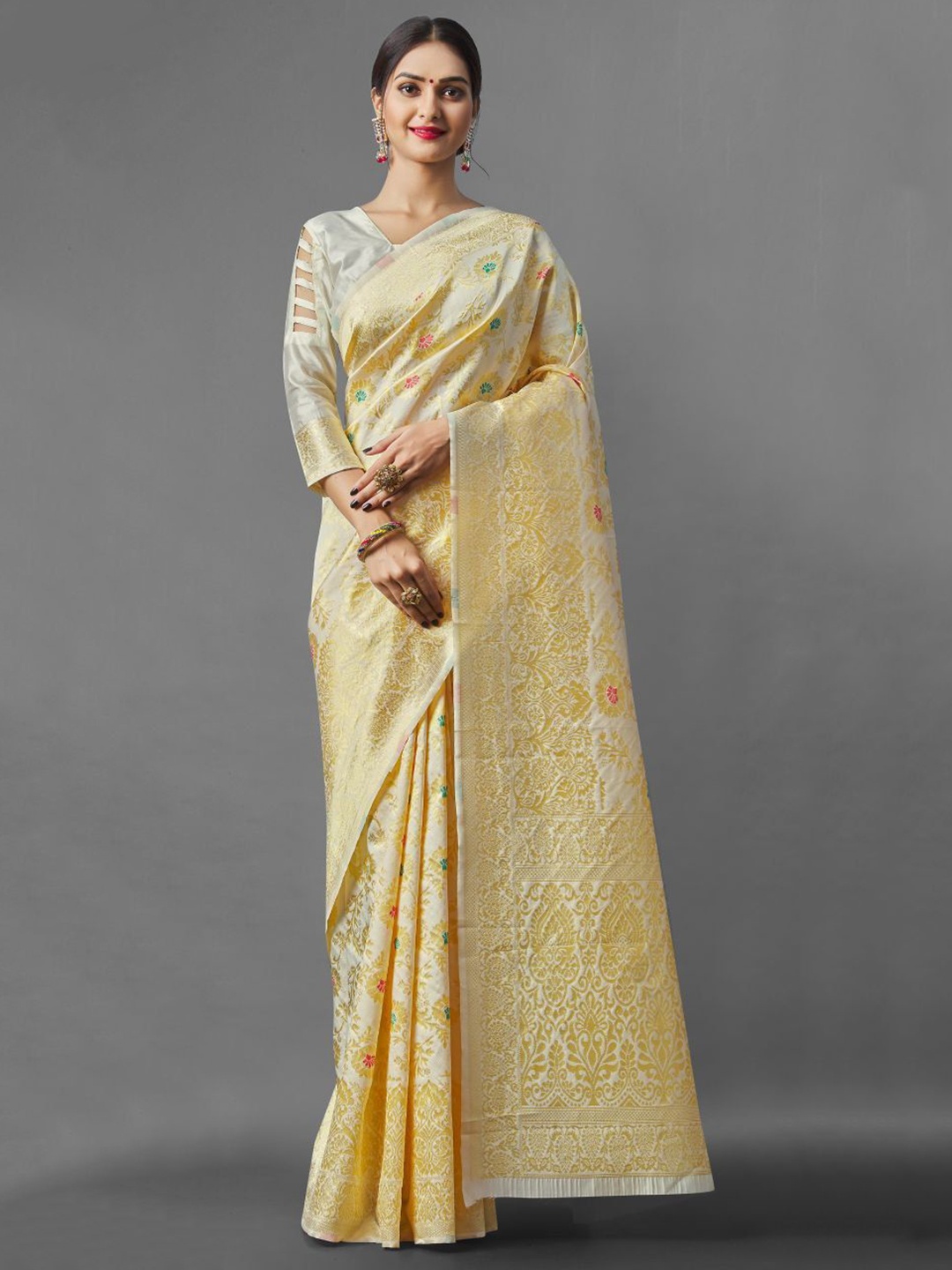 

Visit Wear Woven Design Zari Pure Silk Banarasi Saree, Cream